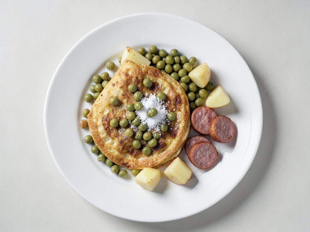 Omeletto salato con fagioli, patate e sanguinaccio