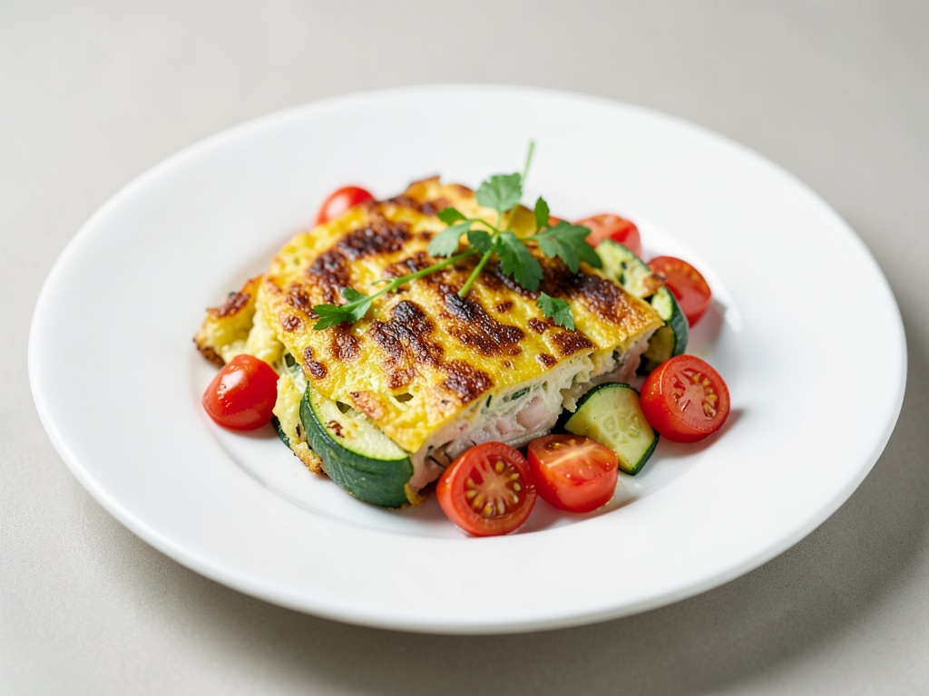 Frittata di pesce al forno con zucchine e pomodori