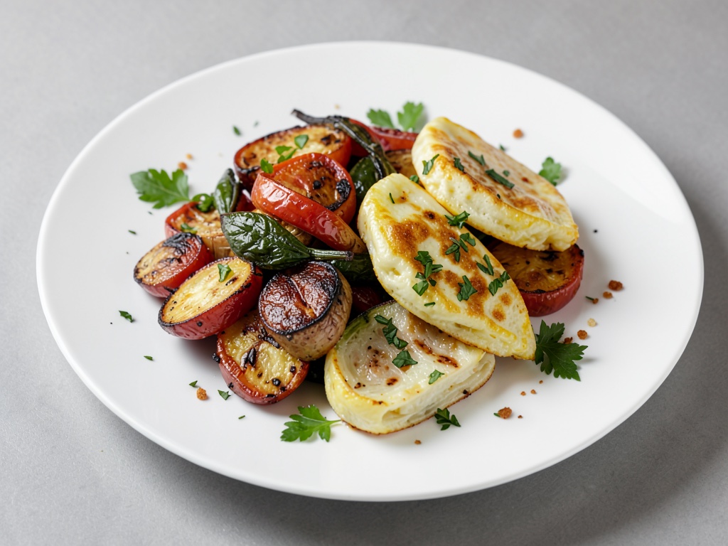 Verdure al forno con uova strapazzate fresche