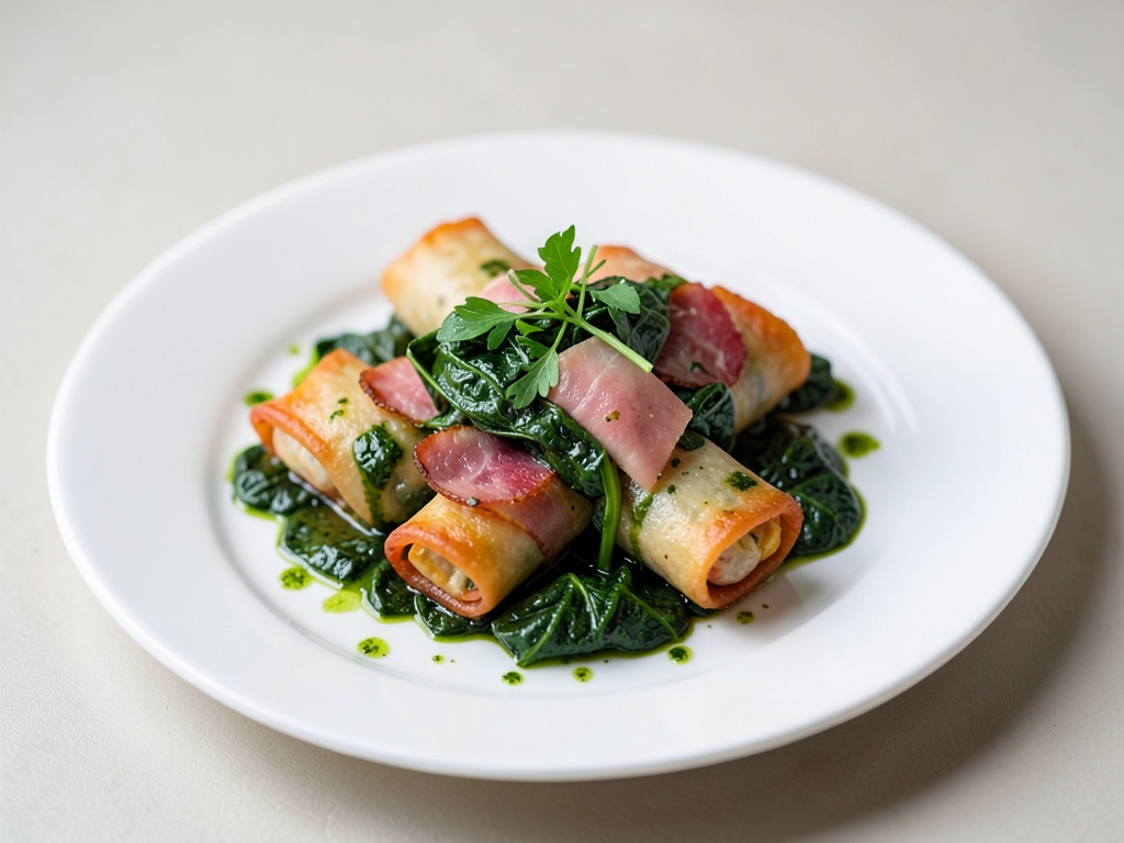 Rotoli di uova strapazzate con spinaci e prosciutto di Parma