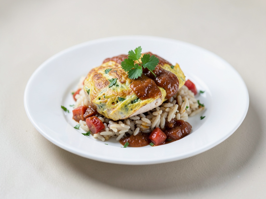 Omelette au riz et au poulet