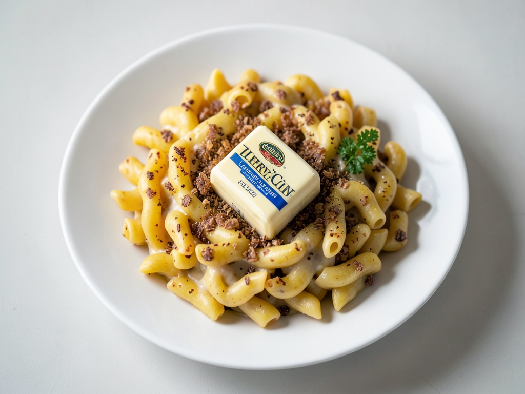 Mac and Cheese in una pentola con briciole croccanti