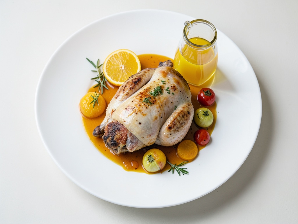 Pato crujiente con salsa de naranja y col rizada