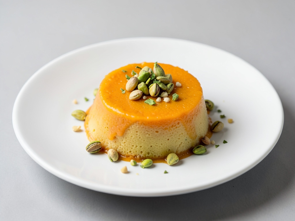 Orangen-Flan mit Pistazien