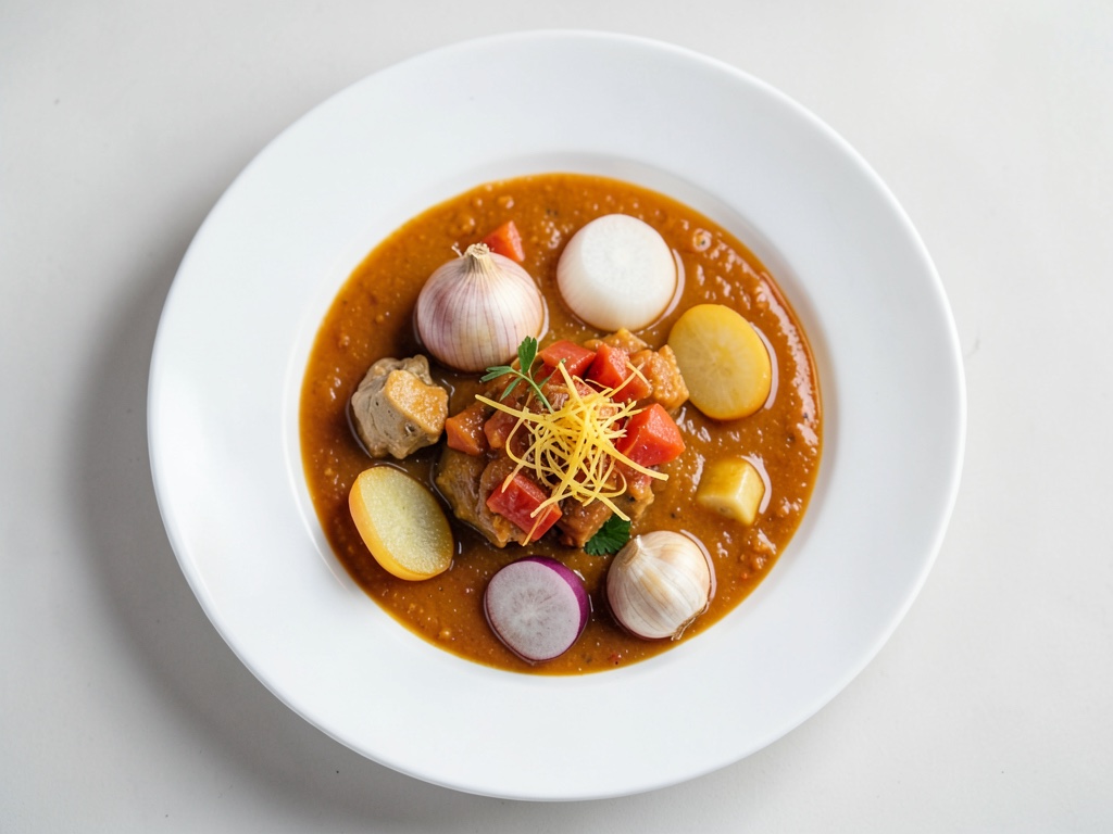 Sopa de curry de pimientos naranjas de dos colores