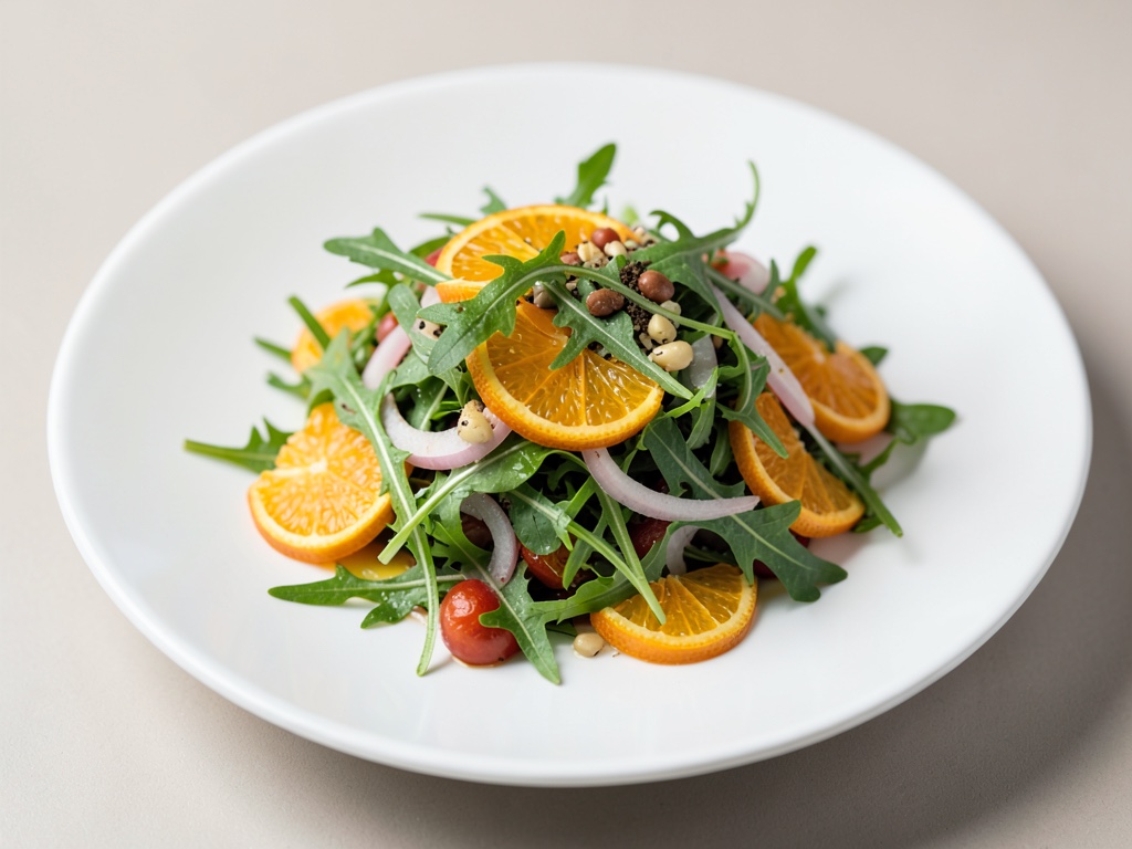 Insalata fresca di arance e cipolle con rucola