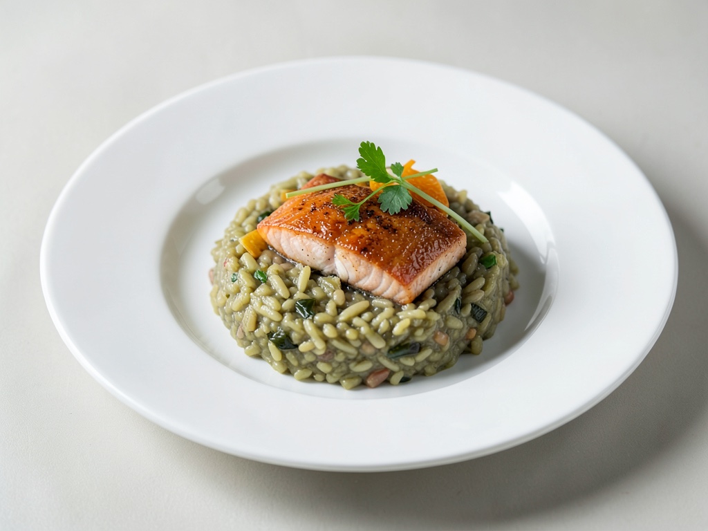 Risotto au poireau et saumon en sauce à l'orange