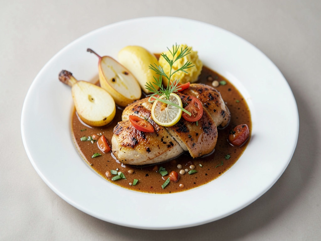 Pollo al limone orientale con pere