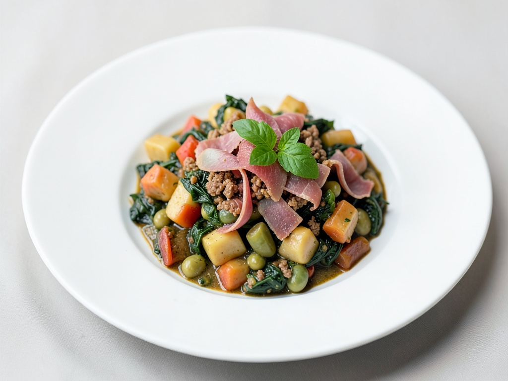 Minestrone classica con prosciutto affumicato