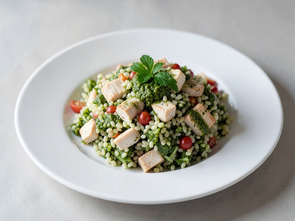 Insalata di Orzo con Pollo e Pesto