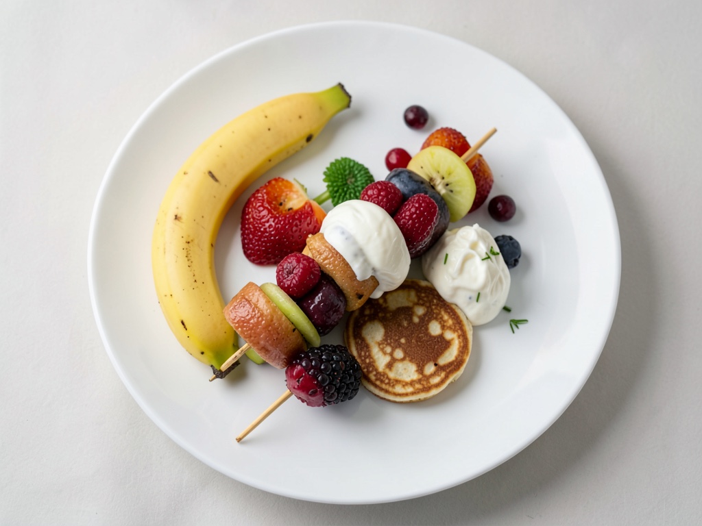 Brochetas de panqueques frutales