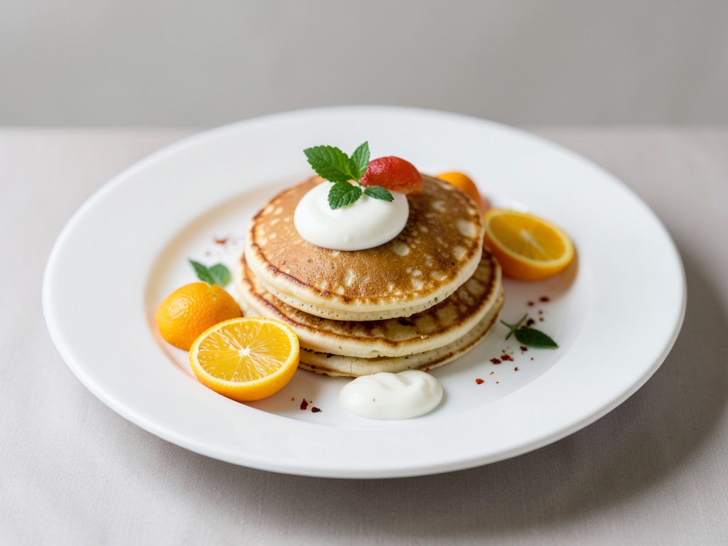 Pancake soffici con arance fresche e crema allo yogurt