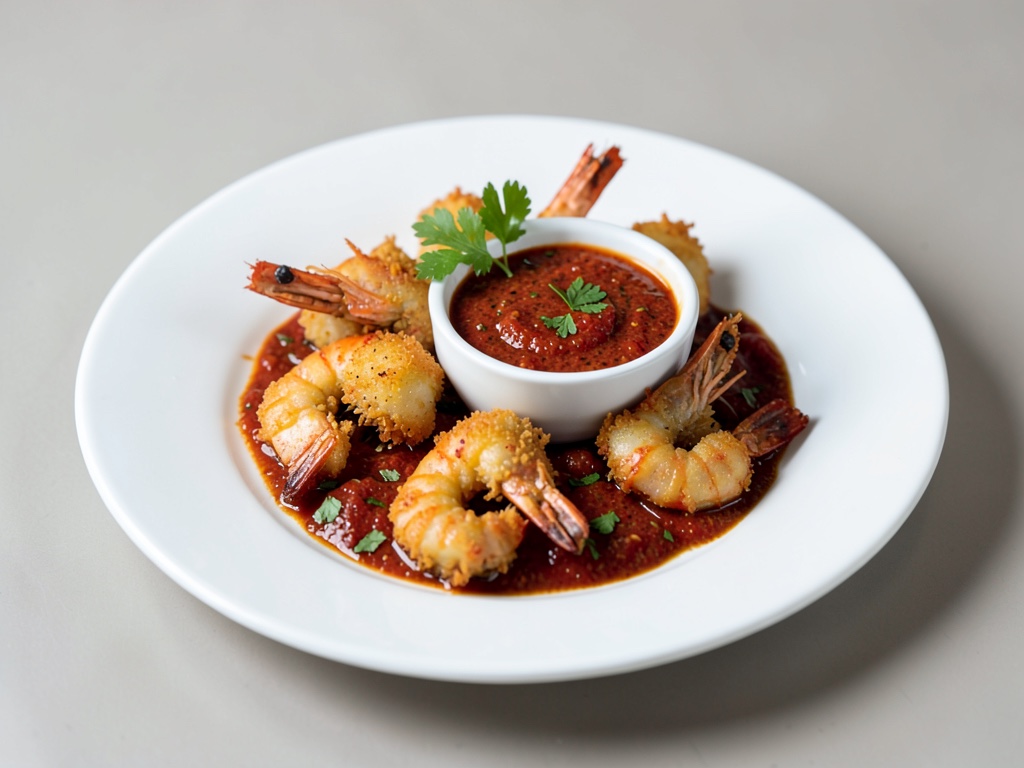 Gambas crujientes con salsa Harissa
