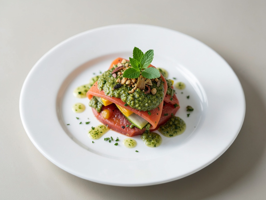 Carpaccio fresco di papaya con pesto al lime e menta