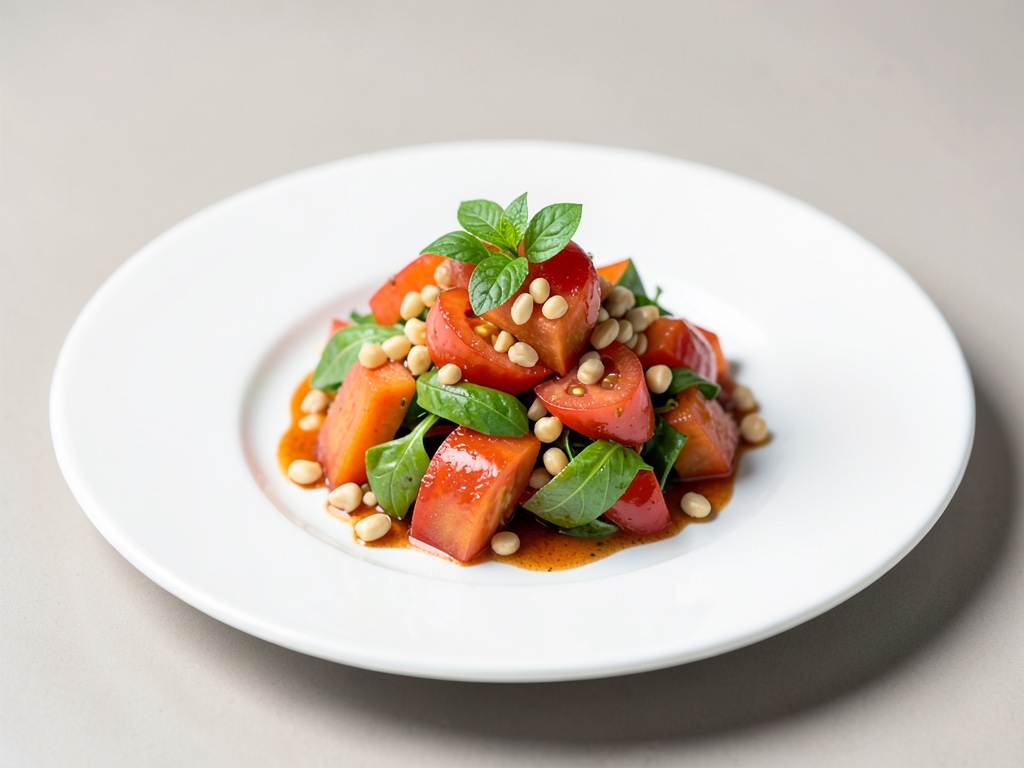 Insalata fresca di papaya e pomodorini con arachidi