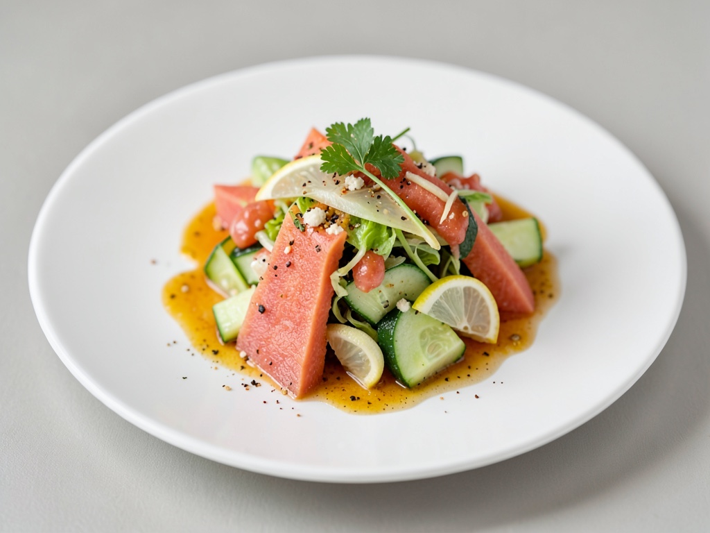 Ensalada fresca de papaya y pepino con limón