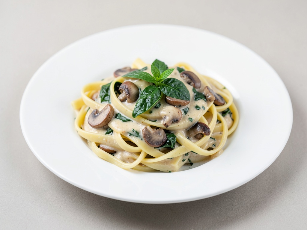 Pappardelle cremose con porcini e spinaci