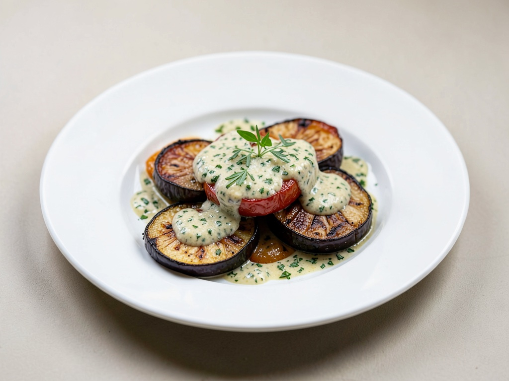 Peperoni arrosto con melanzane e condimento alle erbe