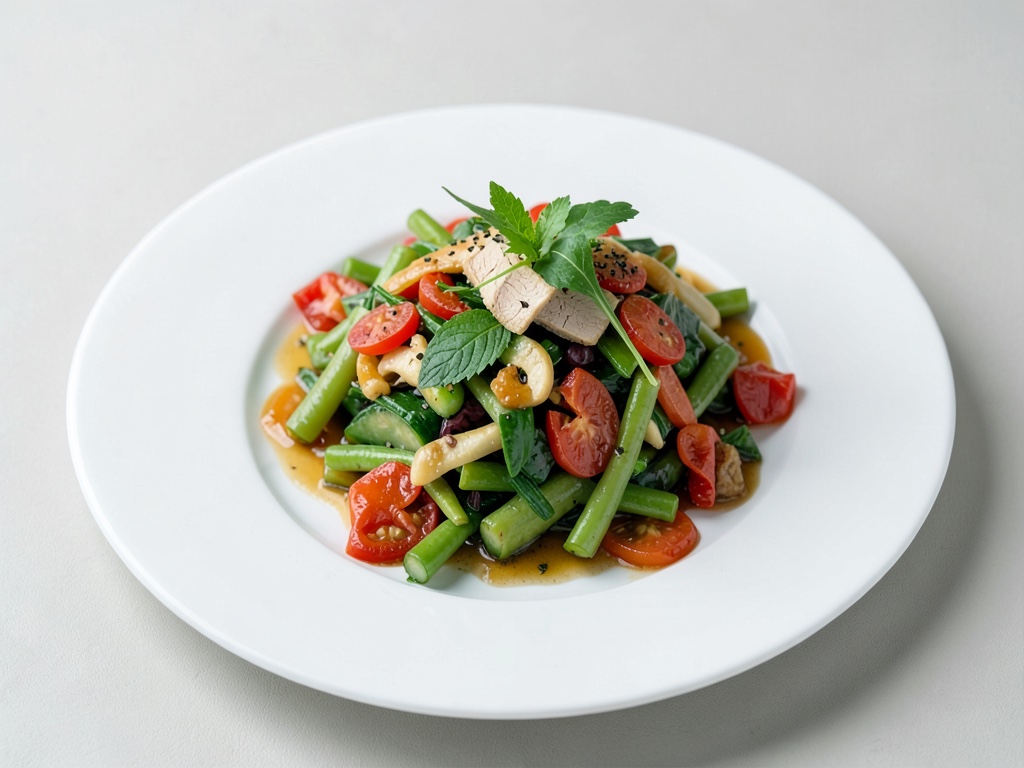 Insalata di peperoni e fagiolini dolci con zenzero