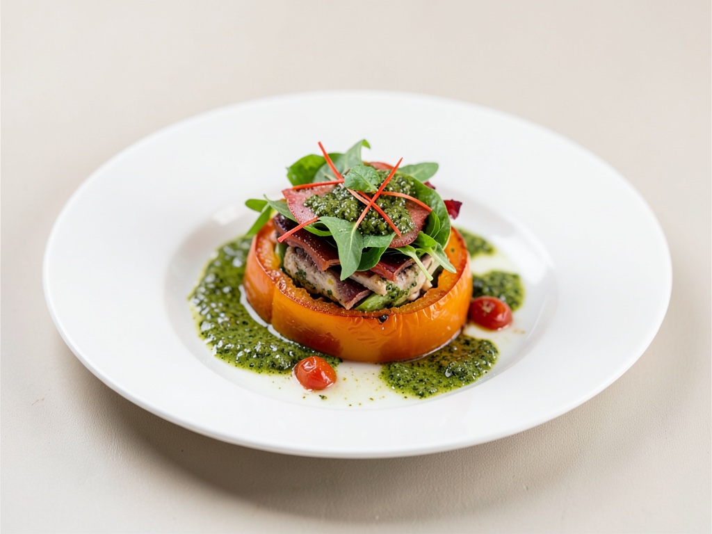 Bell Peppers Stuffed with Fresh Salad and Pesto