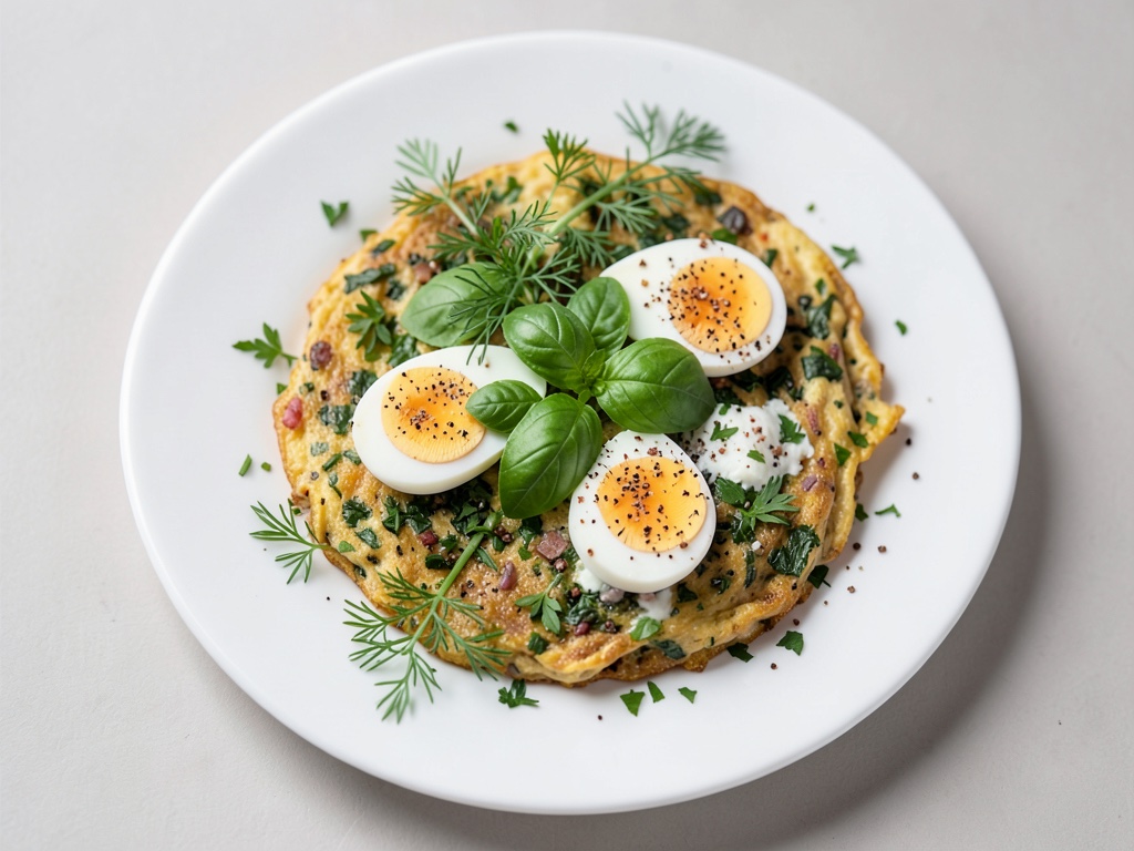 Omelette de hierbas frutal con garbanzos