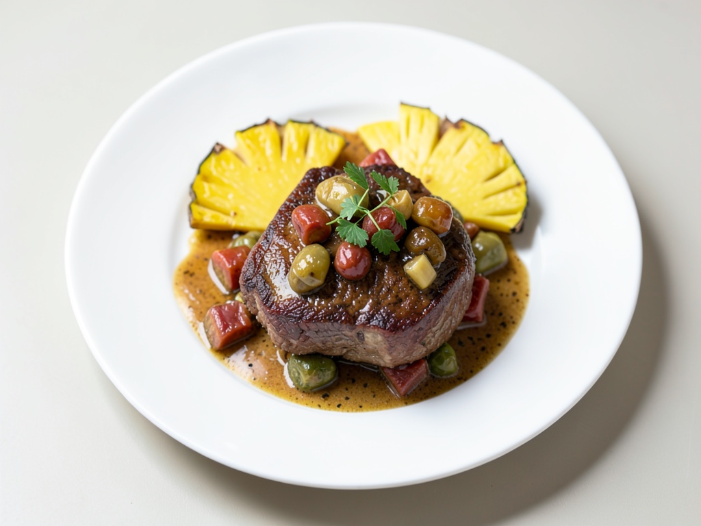 Süß-scharfes Rindfleisch mit Ananas und Nudeln