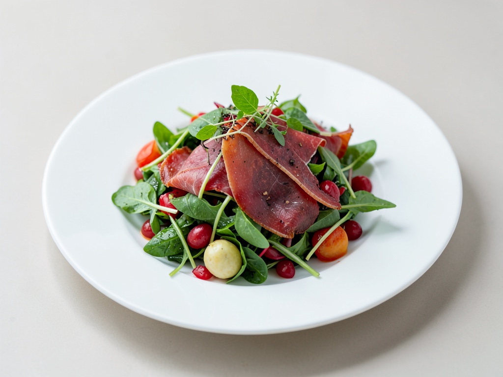 Salade de roquette et poivrons au bresaola