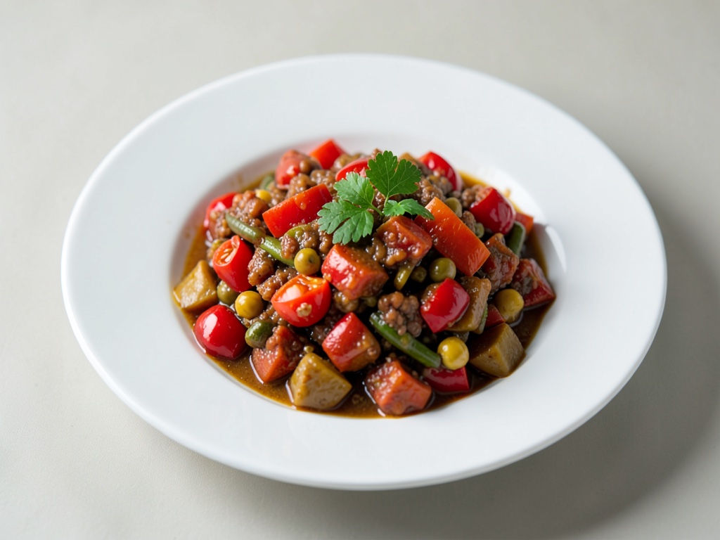 Verdure di peperone e pomodoro stufate