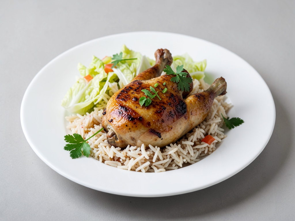 Pollo al forno con riso e cavolo riccio