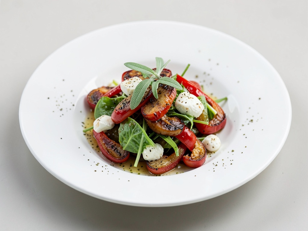 Insalata di peperoni tostati e mozzarella con salvia