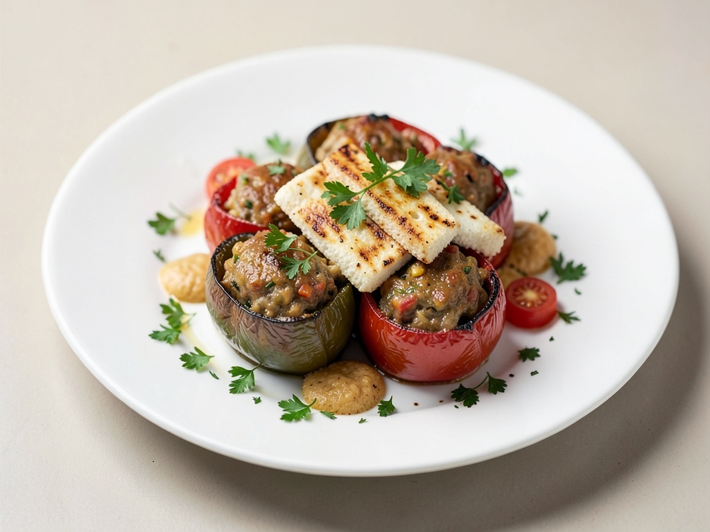 Poivrons farcis au halloumi grillé