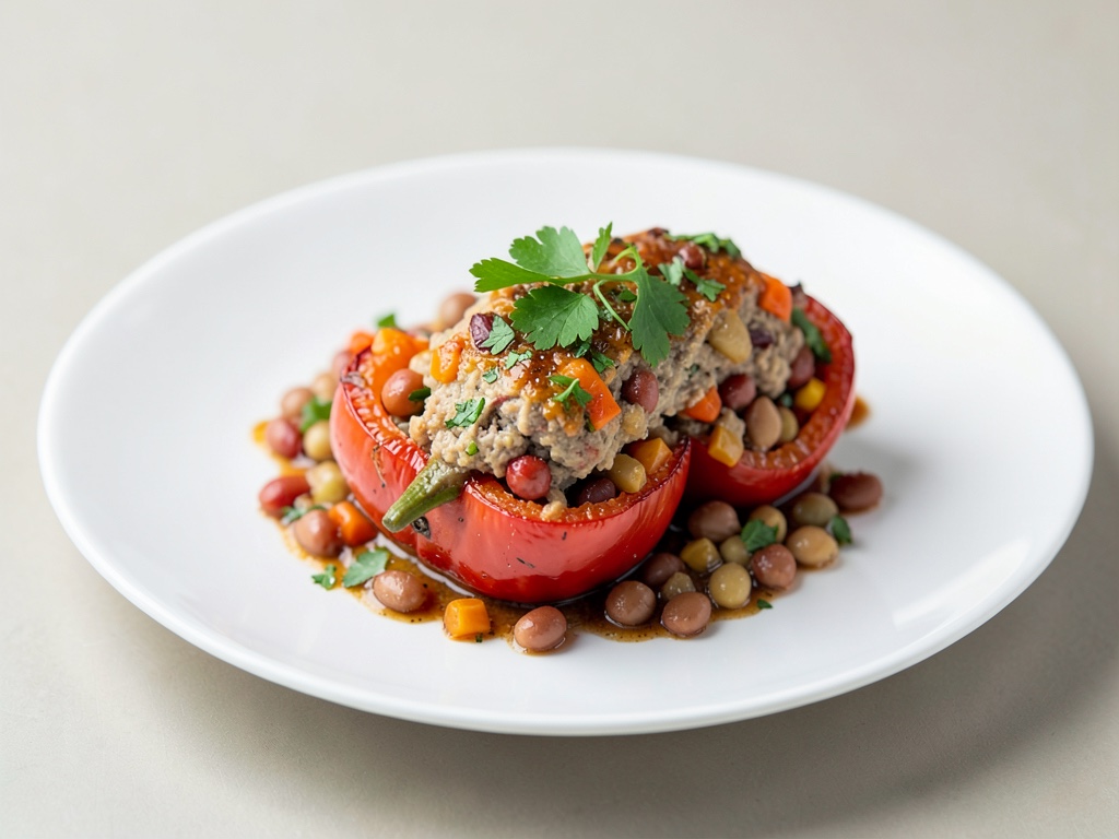 Peperoni ripieni con fagioli e verdure