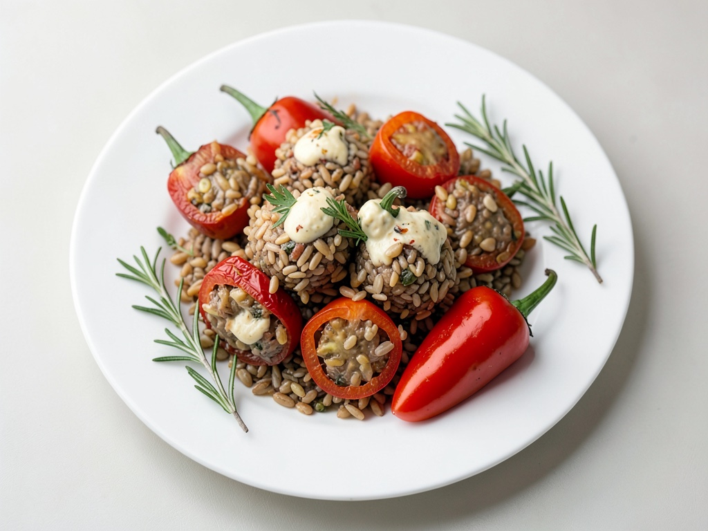 Peperoni ripiene con miglio e formaggio fresco