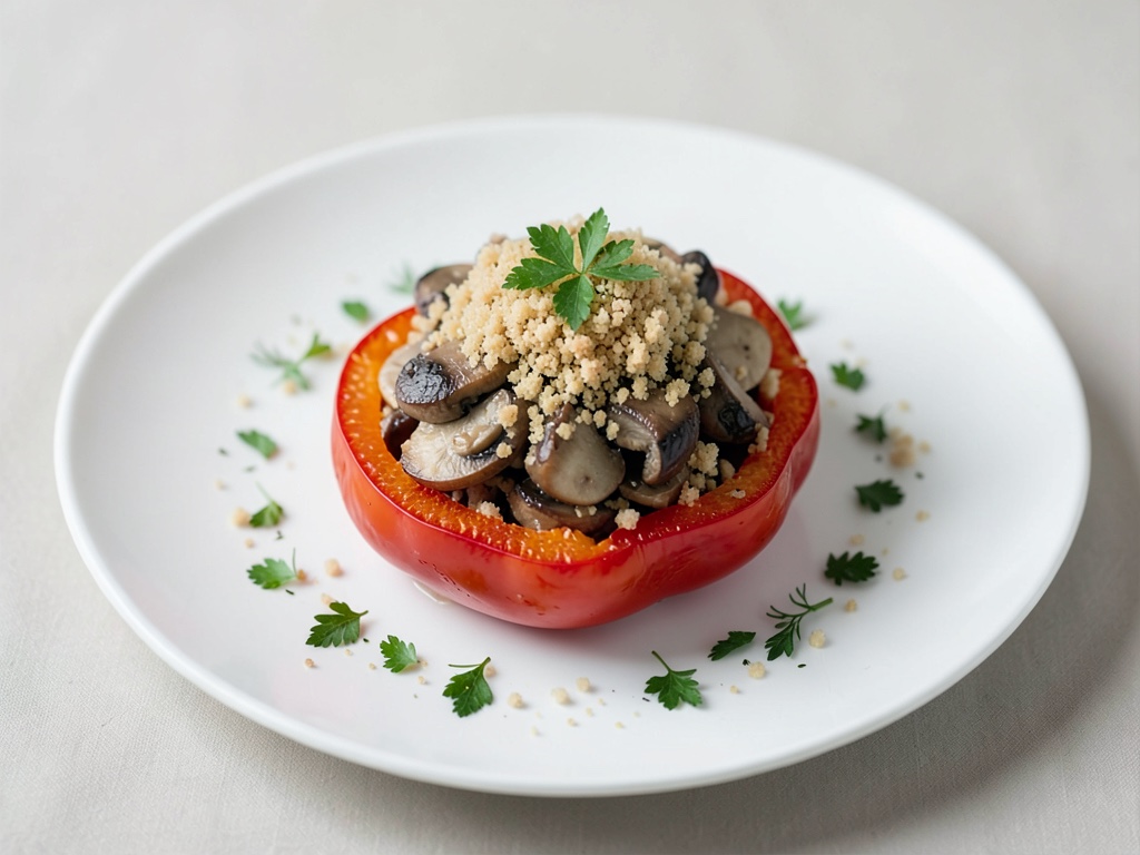 Peperoni ripieni con ripieno di funghi e pangrattato