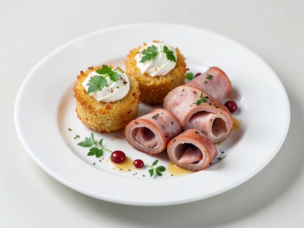 Gusci croccanti al Parmigiano con rotolini di prosciutto e formaggio spalmabile