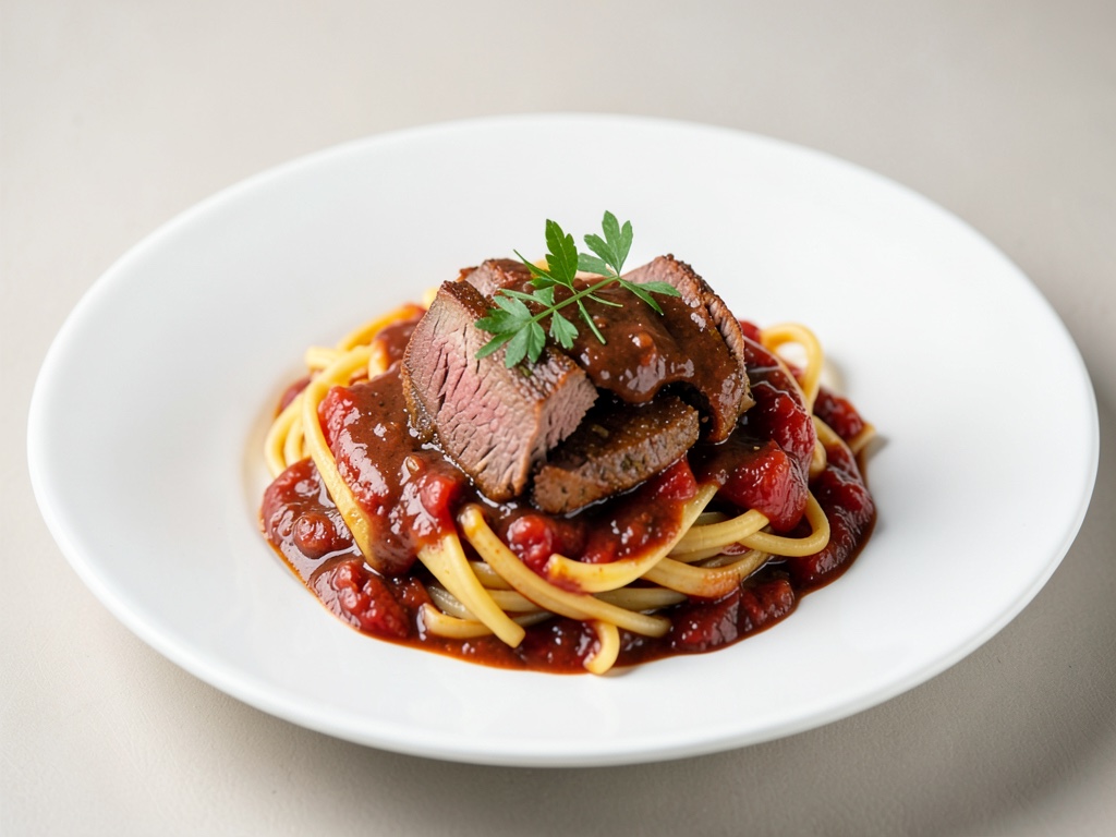 Hirschfleisch-Pasta mit Schokoladen-Tomatensoße