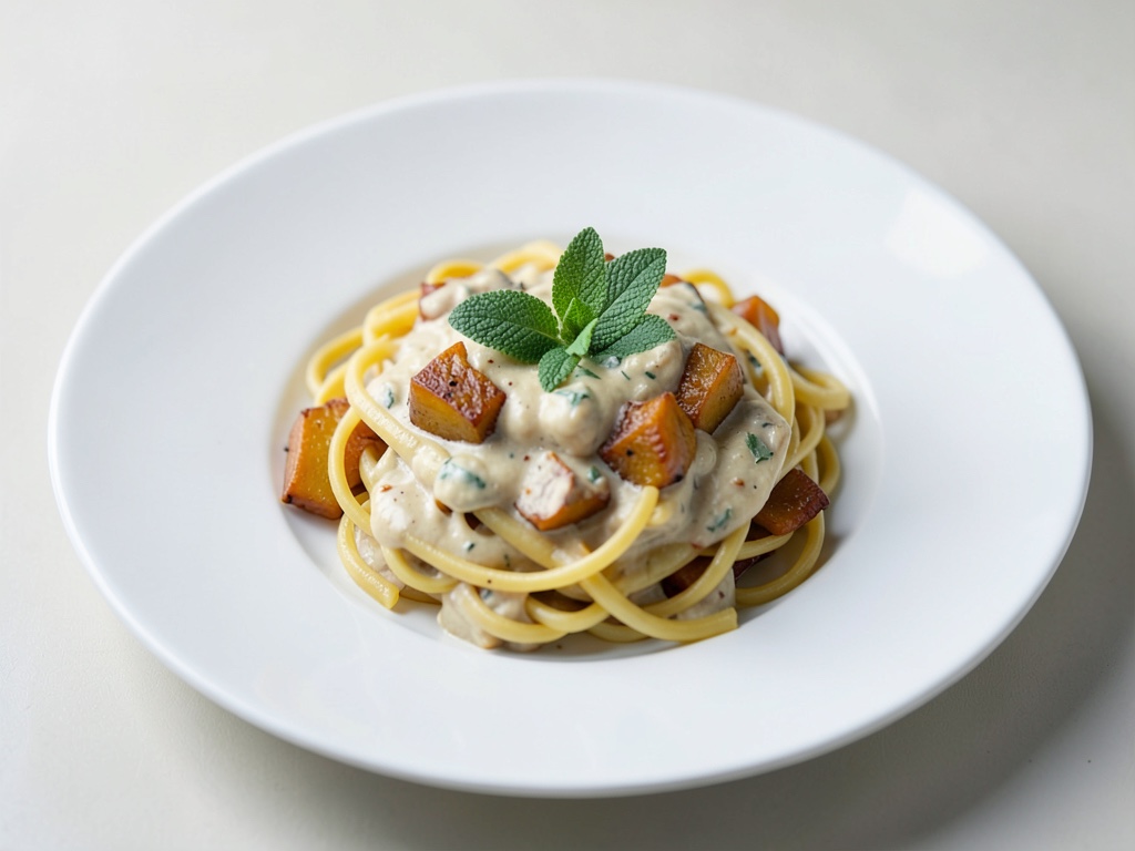 Cremige Pasta mit Butternusskürbis und Salbei