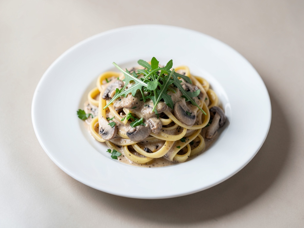 Cremige Pilz-Pasta mit Rucola