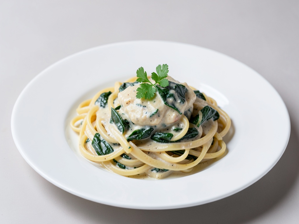 Cremige Pasta mit Spinat