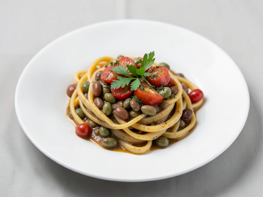 Kreative Pasta mit Bohnen und Tomaten