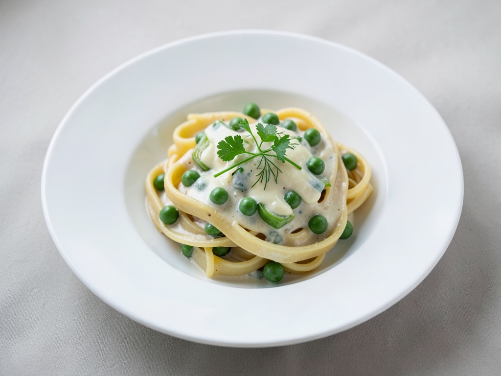 Cremige Pasta mit Erbsen, Lauch und Sahne
