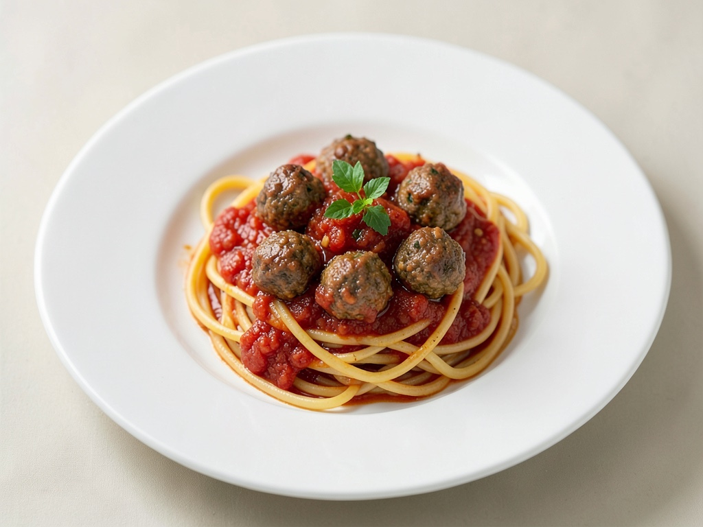 Spaghetti mit selbstgemachten Fleischbällchen in Tomatensoße