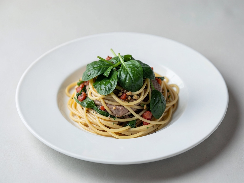 Spaghetti mit frischem Spinat