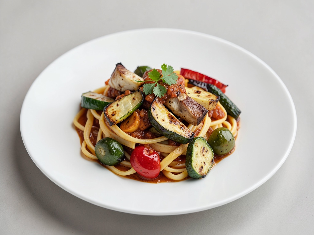 Nudeln mit gegrilltem Gemüse