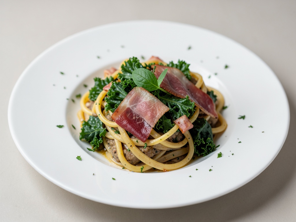 Kreative Pasta mit Grünkohl und Parmaschinken