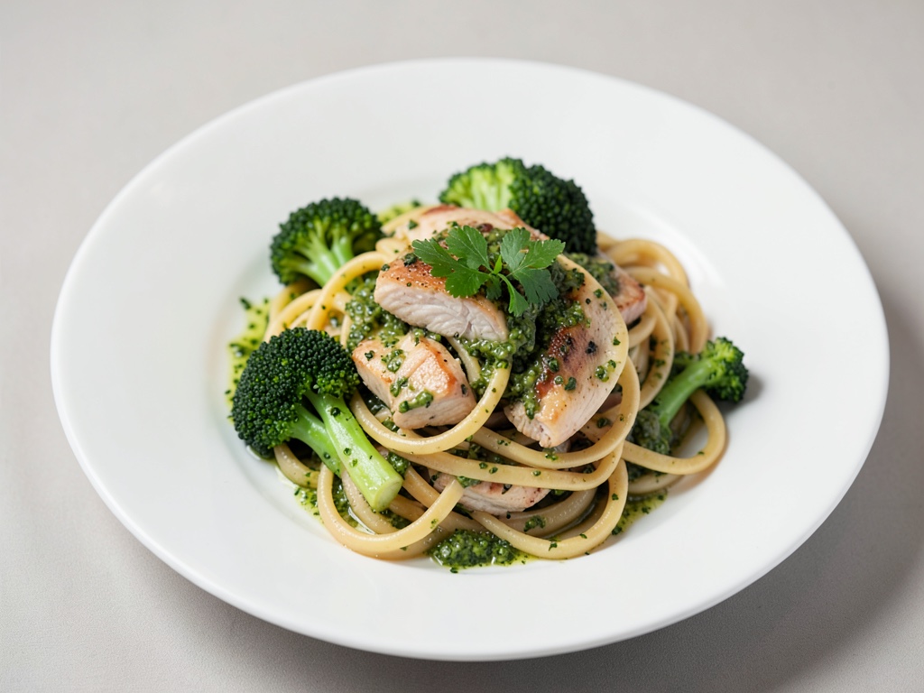 Hähnchen-Pasta mit frischem Brokkoli-Pesto