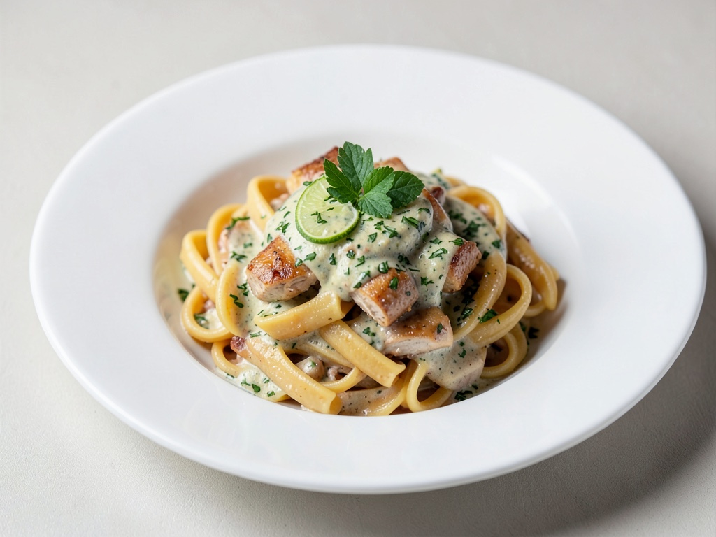 Hähnchen-Pasta mit frischer Limetten-Kräuter-Dressing