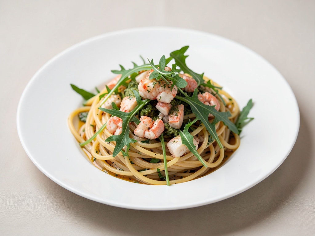 Spaghetti mit Krabbenfleisch und Rucola