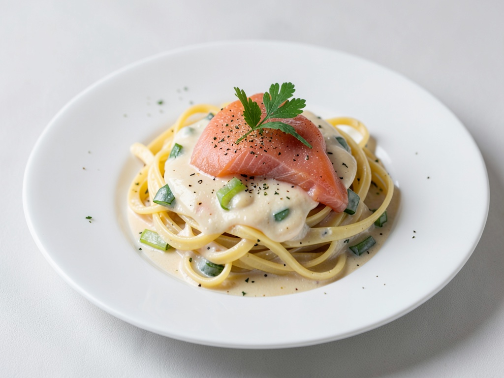 Cremige Pasta mit Räucherlachs und Lauch