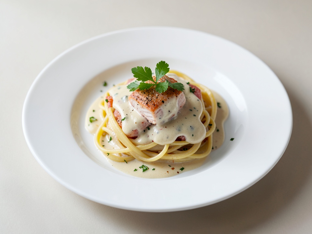 Lachs-Pasta in cremiger Sauce